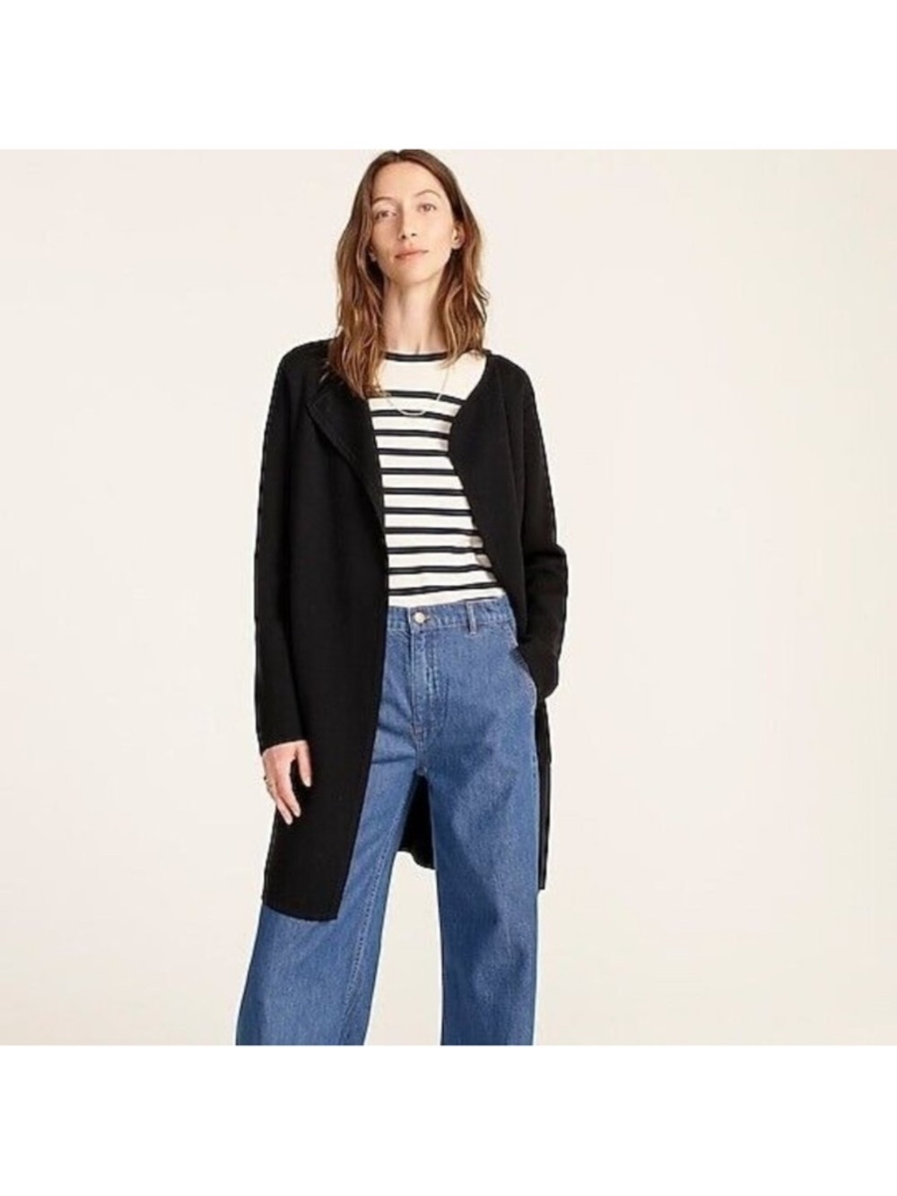 J Crew Juliette Collarless Cardigan Sweater Cardigan Blazer in Black Size L - Picture 2 of 9
